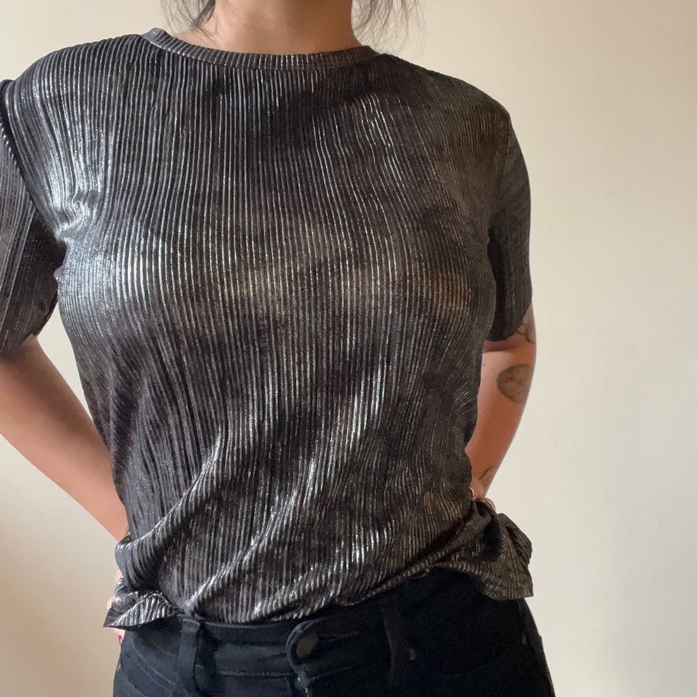 Silver shimmery crinkled urban outfitters top
